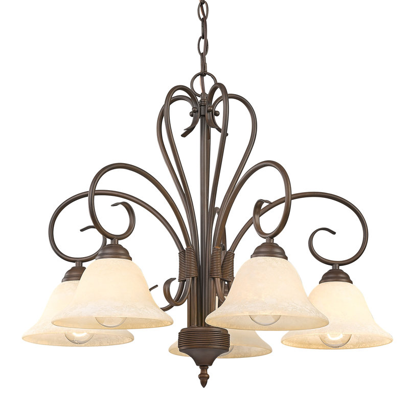 Karcher 5 - Light Steel Dimmable Empire Chandelier, Rubbed Bronze