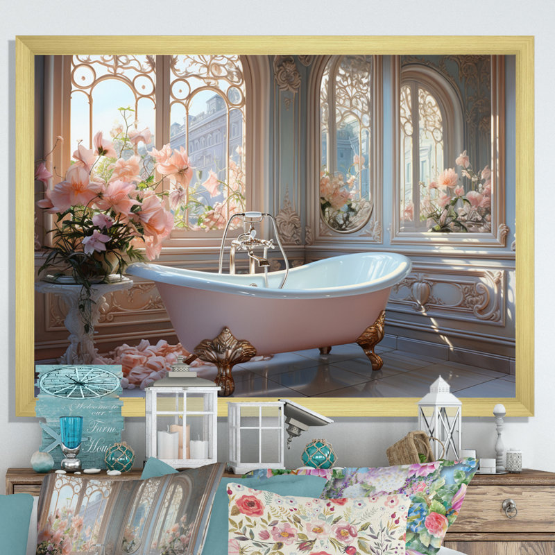«Bathroom Ethereal Glow III» - Impression sur toile encadrée pour salle de bain, H 34 po x l 44 po x P 1,5 po