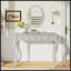 Meuble-lavabo de luxe avec miroir ovale et rangement à 3 tiroirs, console élégante pour la décoration intérieure, argent-450044722