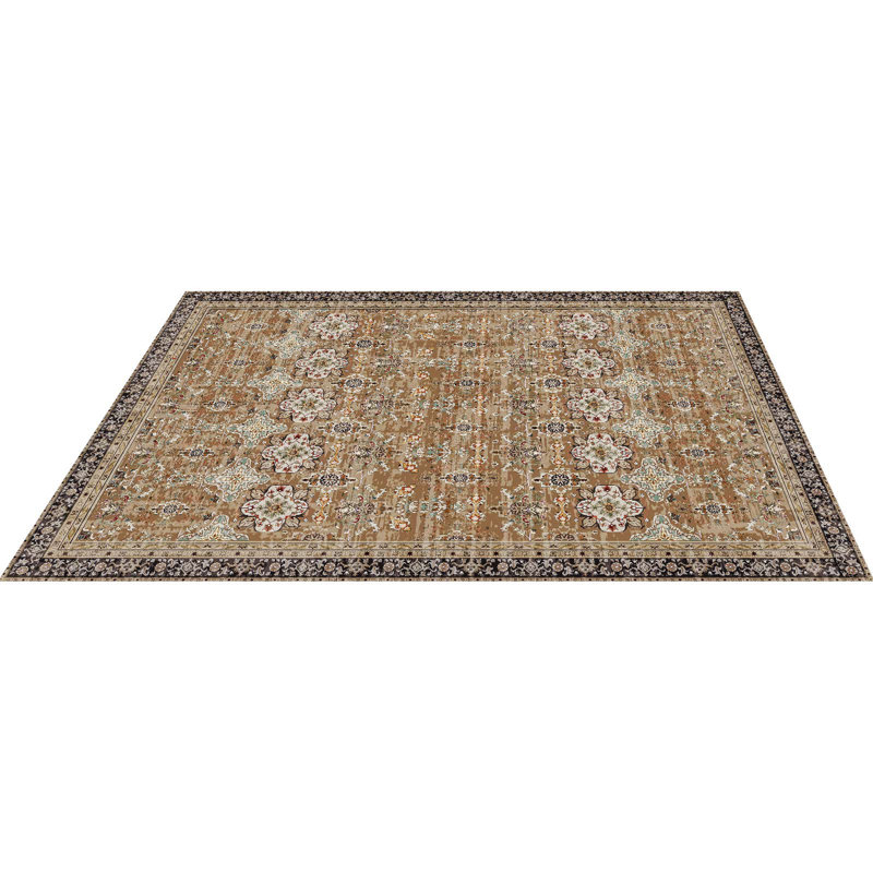 Large Area Rug 7.5X9.5 Ft Anti-Skid Tear-Resistant Floor Mat Vintage Brown Green, Rectangle 7'5" x 9'5"