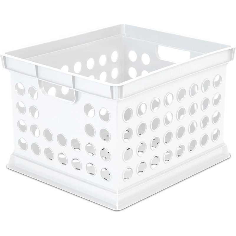 6-Pack White Stackable Plastic Storage Crates With Handles – Multipurpose Organizer Boxes For Home, Office, Dorm, Garage, And Utility