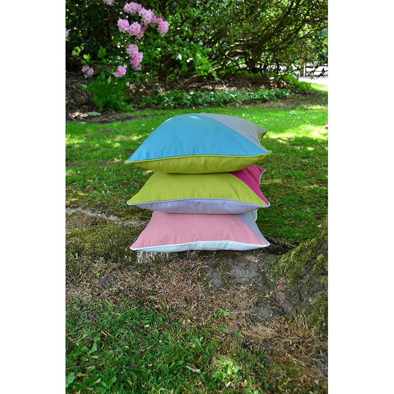 Liana Patchwork Square Cushion, Blush Pink/Grey, 60 x 60cm, No fill