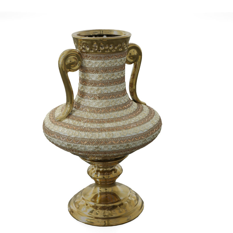 Vase floral doré