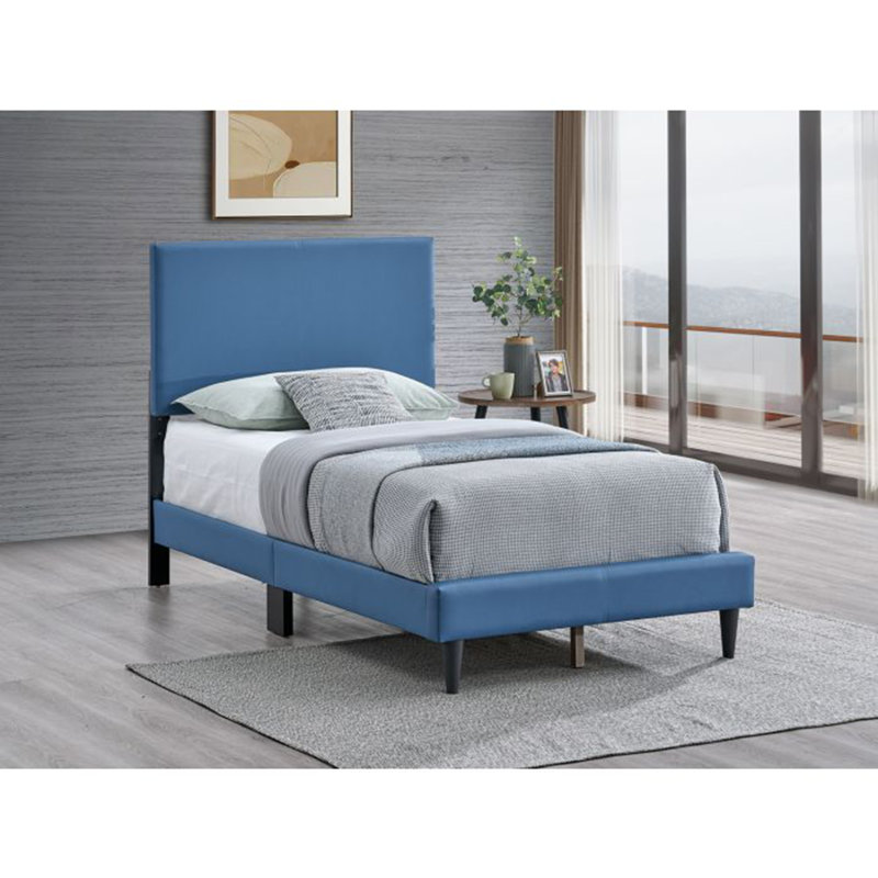 Base de lit plateforme moderne, Bleu, Simple