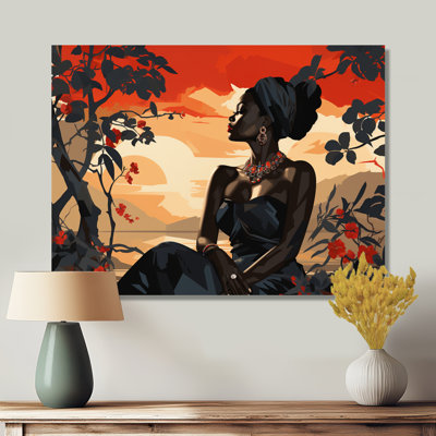 Gracious Afro Beauty By The Shore Retro - African American Woman Wall Art Print