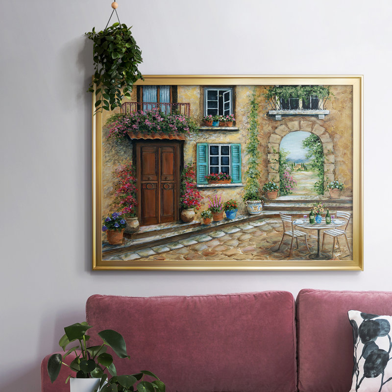 Toile tendue avec encadrement de galerie toscane, Or, H 14 po x l 20 po x P 1,5 po