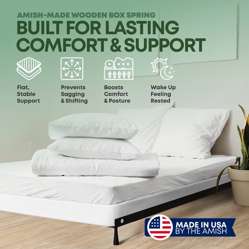 Wooden Box Spring / foundation for Mattress Support, Easy to Assemble, California King, Low Profile (5")