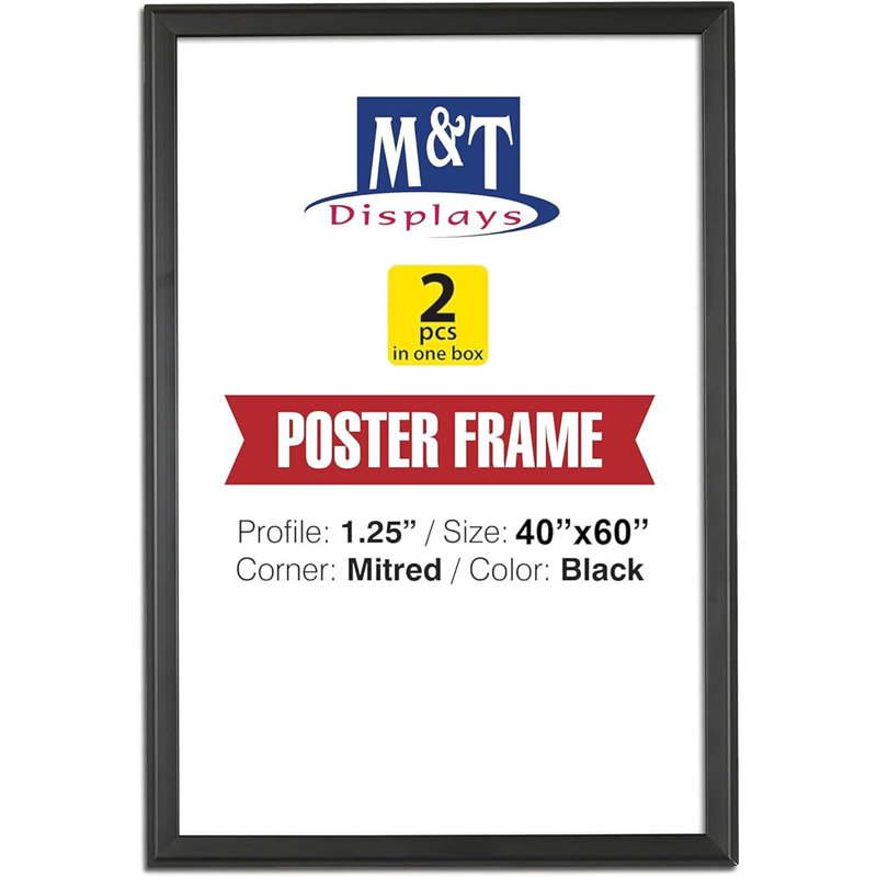 Cadre en aluminium verrouillable M&T Affiche, profil de 1,25 po, fixation murale, affiche à chargement frontal, photo, certificat, cadre de document avec housse antireflet