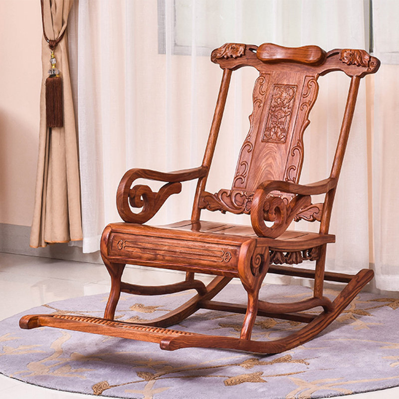 Magnifique chaise berçante décontractée en bois massif