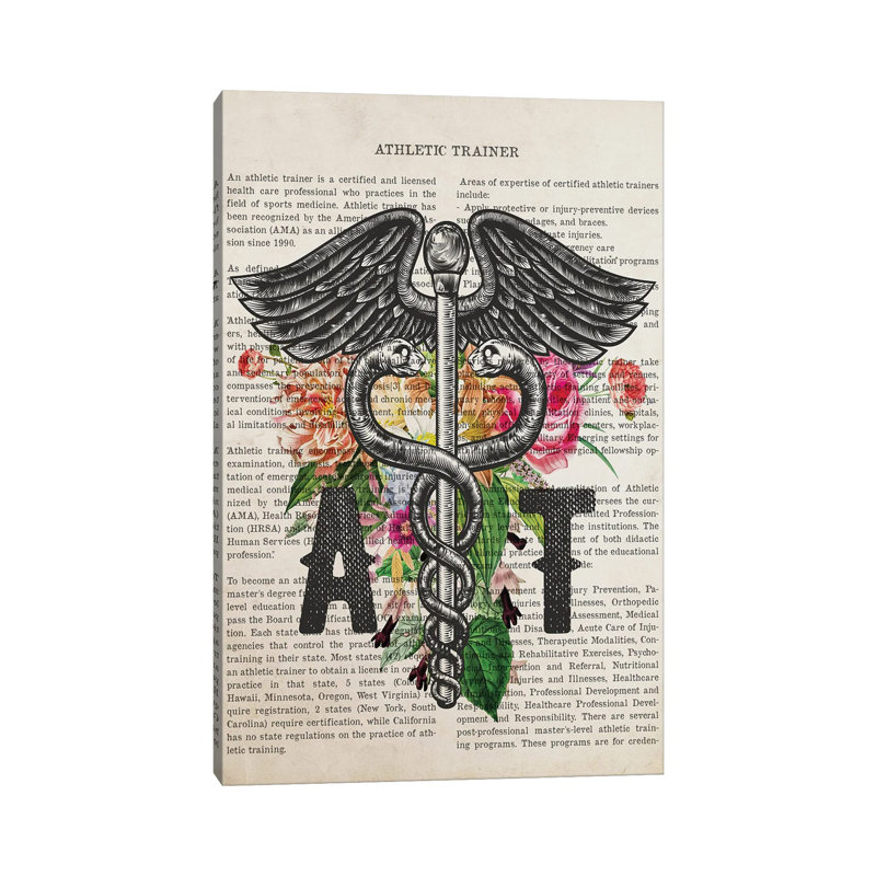 AT, Athletic Trainer With Flowers by Aged Pixel - Wrapped Canvas Print, 20.32 cm H x 30.48 cm W