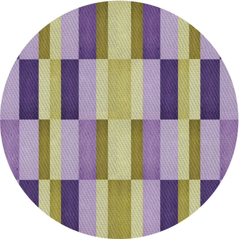 Tapis mauve/vert à tisser électrique, Rond 4 pi