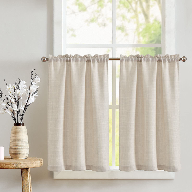 Rideaux de cuisine en lin, Beige, L 28 po x L 24 po
