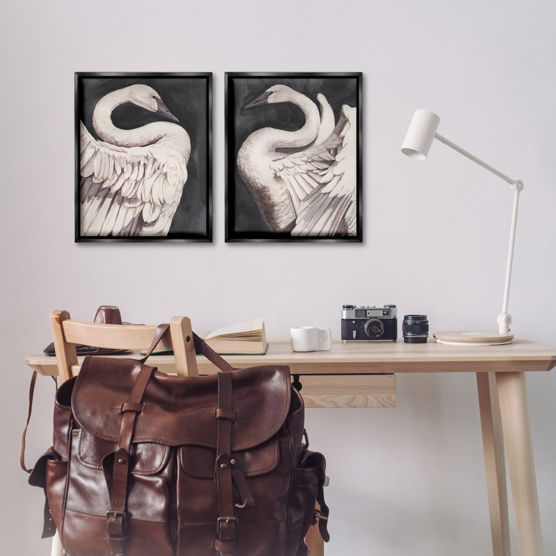  Ensemble de toiles flottantes Swans, Cadre flottant noir de jais, H 21 po x l 17 po