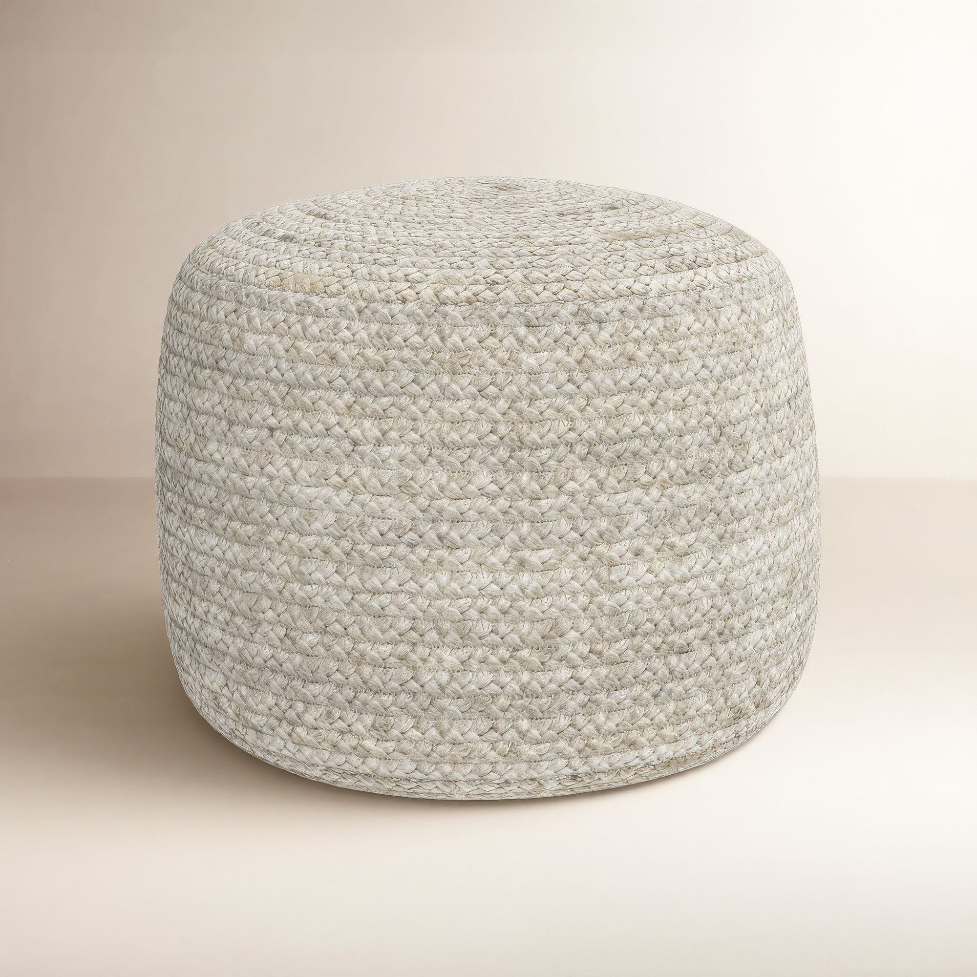 Bergholt 18" Wide Round Pouf Ottoman, White