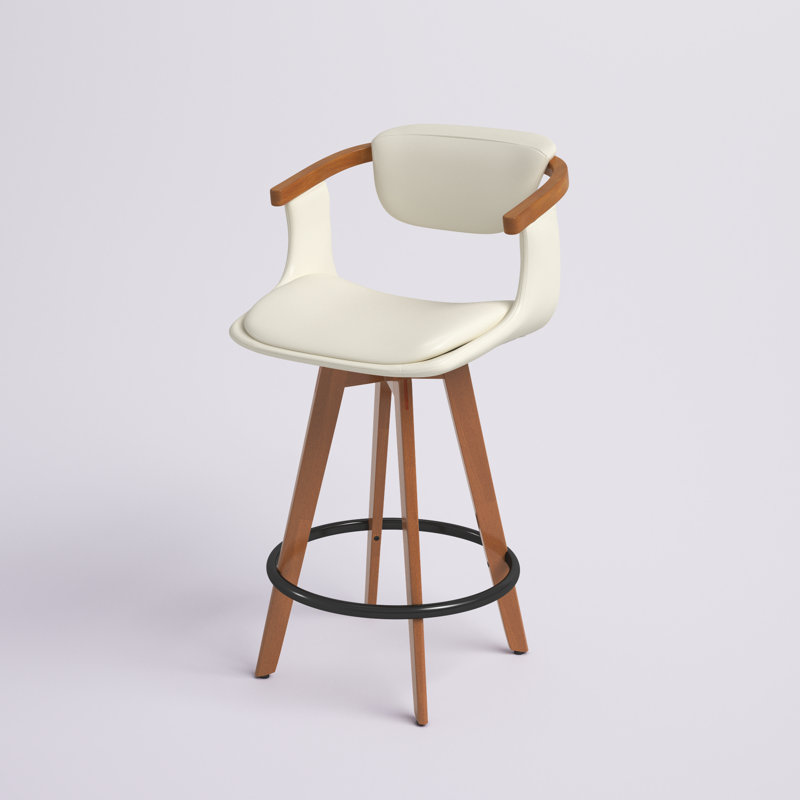 Tabouret de comptoir rembourré à hauteur fixe Dirksen, Crème, crème, Tabouret de comptoir (siège d'une hauteur de 26 p