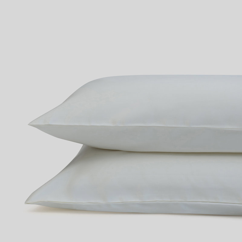 Taie d'oreiller 100% coton à densité de tissage 300 fils Percale, Très grand, Ivoire