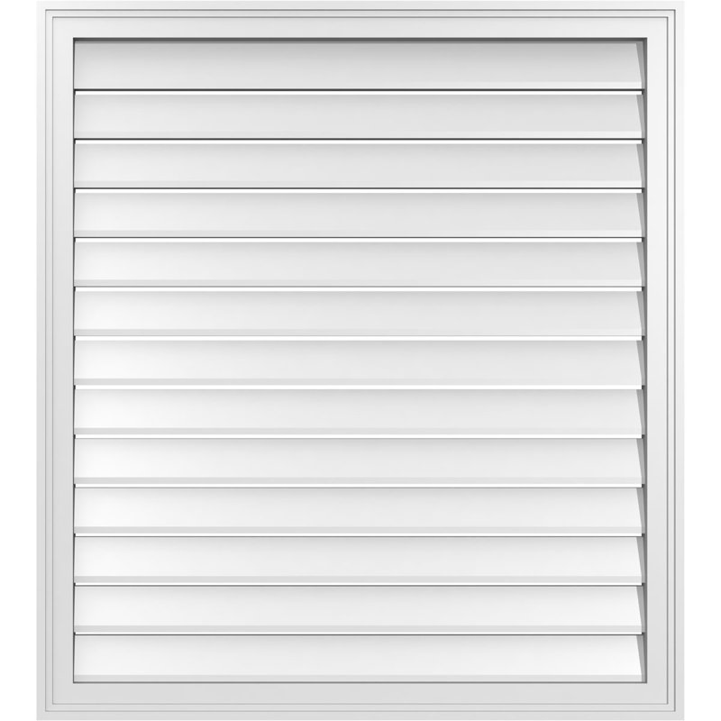 Évent à pignon fonctionnel en uréthane rectangulaire à fixation en surface, brun clair apprêté, H 40 po x l 36 po x P 1,5 po