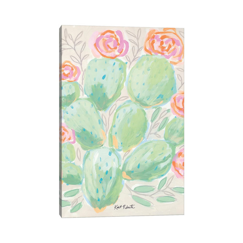 Life Can Be Prickly… Bloom Anyway 1 Piece Painting on Canvas, 45.72cm H x 30.48cm W x 1.91cm D, Wrapped Canvas