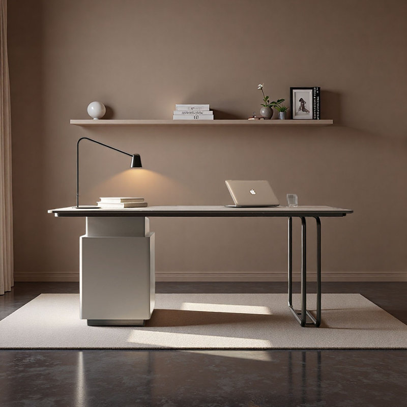 Bureau italien moderne et minimaliste: plateau en ardoise massif, H 29,5 po x l 63 po x P 27,6 po