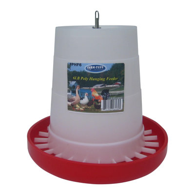FARM-TUFF Durable Outdoor Hanging Plastic Automatic Poultry Feeder with Customizable Flow Rates for Chickens, 6lb Capacity