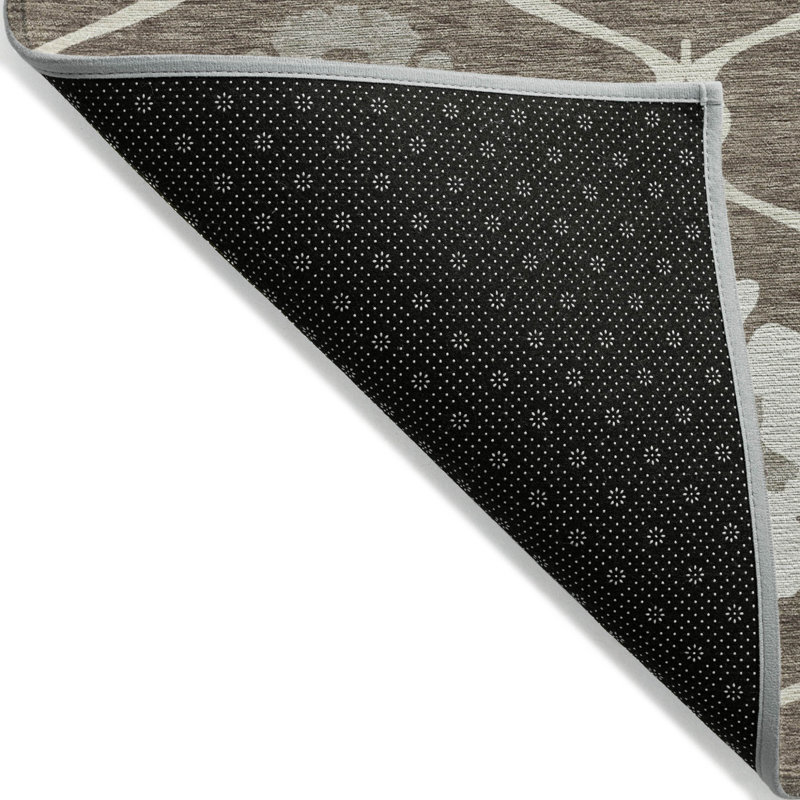 Tapis intérieur lavable beige 9 pi x 12 pi avec médaillon beige et taupe