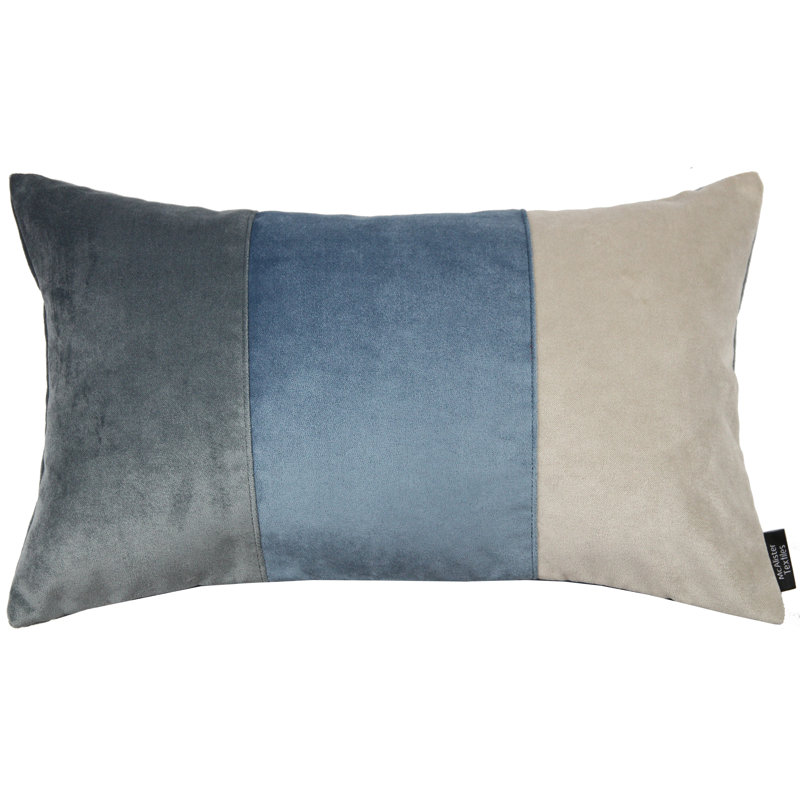 Epicurus Patchwork Rectangular Cushion, 30 x 50cm, Grey/Petrol Blue