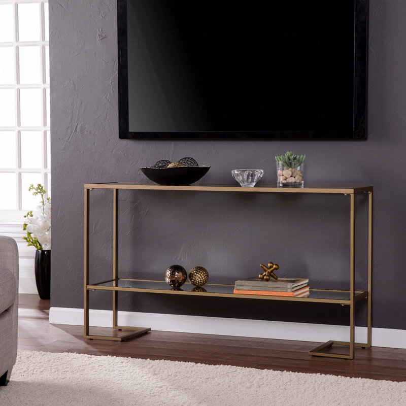 Console étroite, dorée avec miroir, Doré