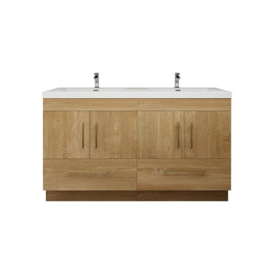 Elsa 60" OAK  Freestanding Vanity With Reinforced Acrylic Sink