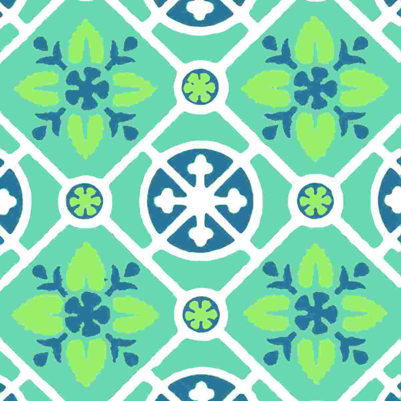 «Graphic Blue Tile 4», reproduction sur toile tendue, H 36 po x l 36 po