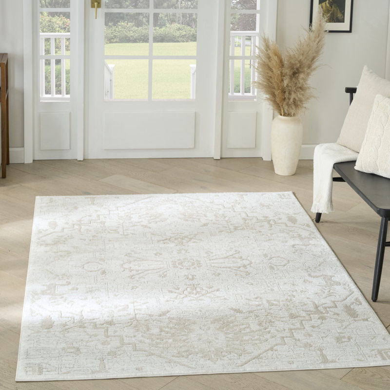 Lafever 5'3" x 7' Ivory Vintage Indoor Rug, Rectangle 5'3" x 7'