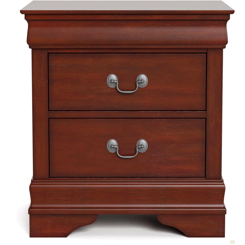 1Pc Table de chevet avec étui à poussière et tiroirs à queue d'aronde anglaise, Cerisier