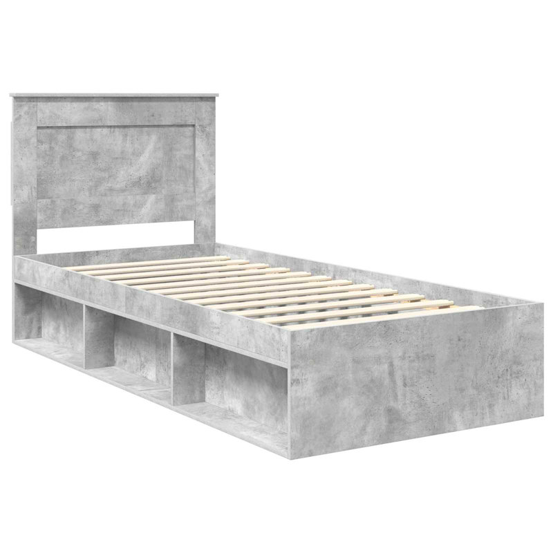 Solid Wood Bed, Concerte Grey, Single (3')