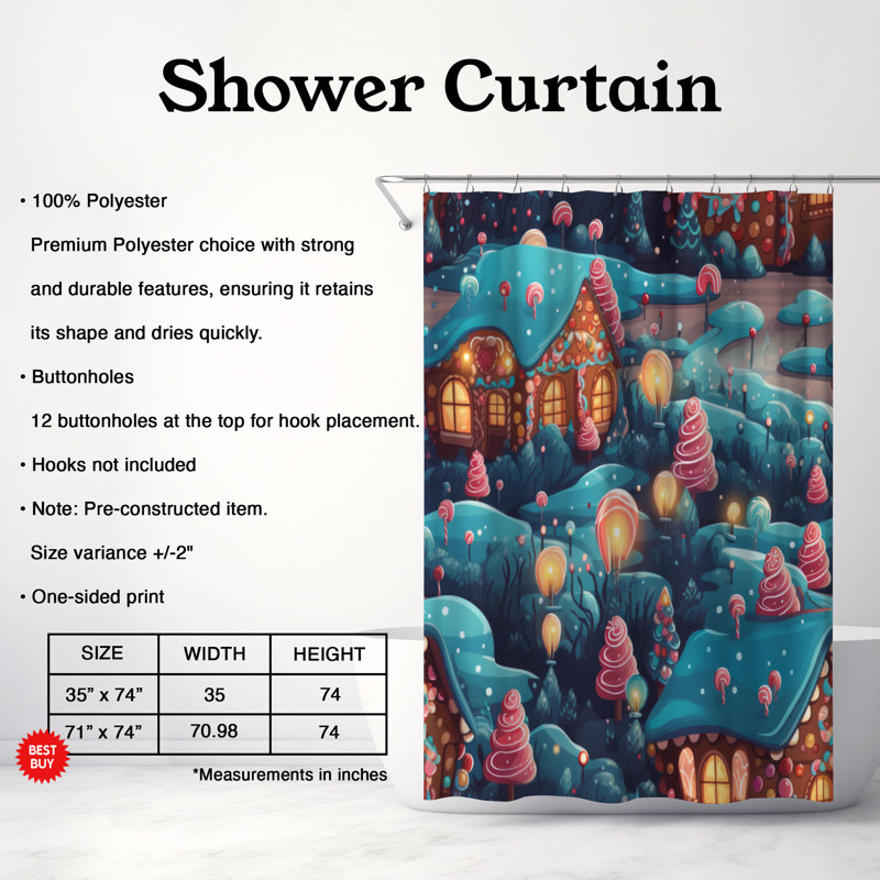 Rideau de douche Candy Retreat - Premium, H 74 po x l 71 po
