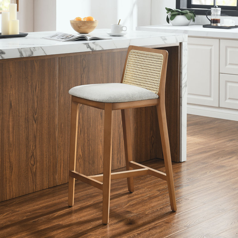 Monarch Wood And Rattan Counter Stool, White/Brown