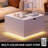 Lift Top Coffee Table With Led,High Gloss White Coffee Table With Large Storage, Square Center Table For Living Room And Office-1926677620