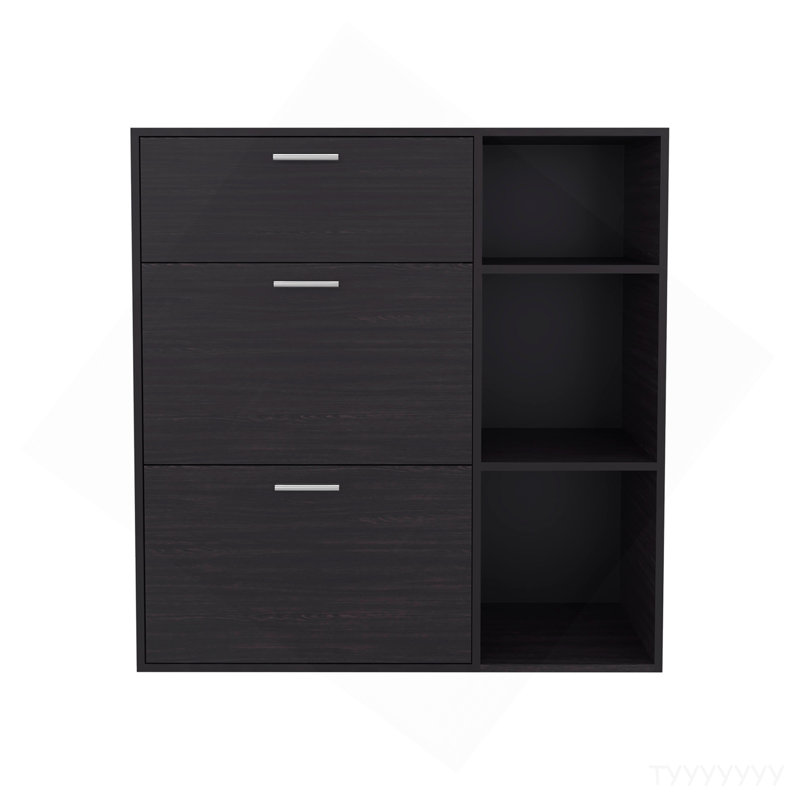 Armoire de rangement à chaussures 1 tiroir Wenge avec 2 tiroirs inclinables