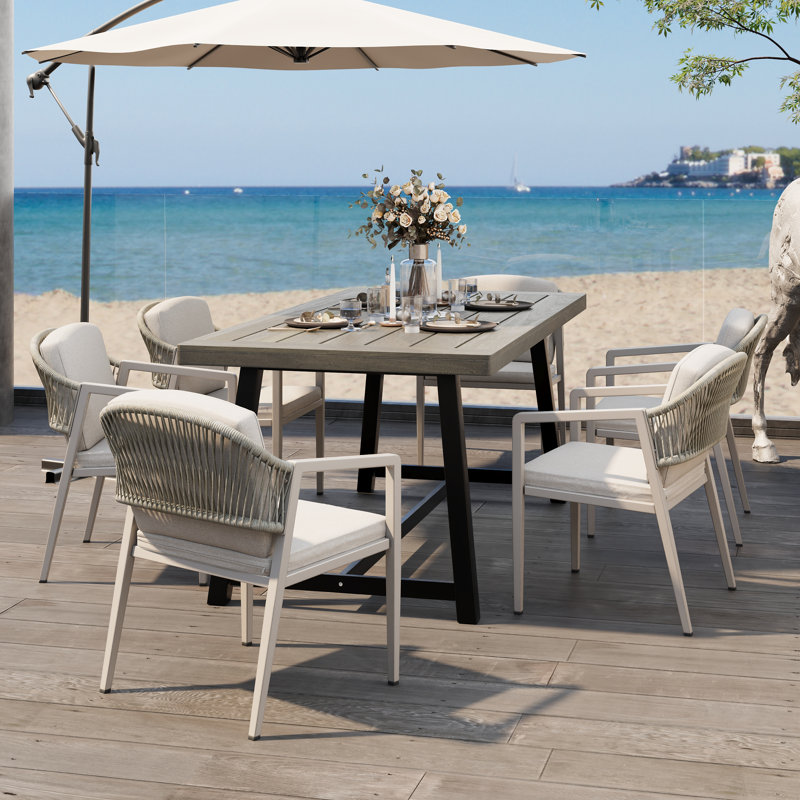 Ensemble repas d'extérieur 7 pièces Myda, Gris