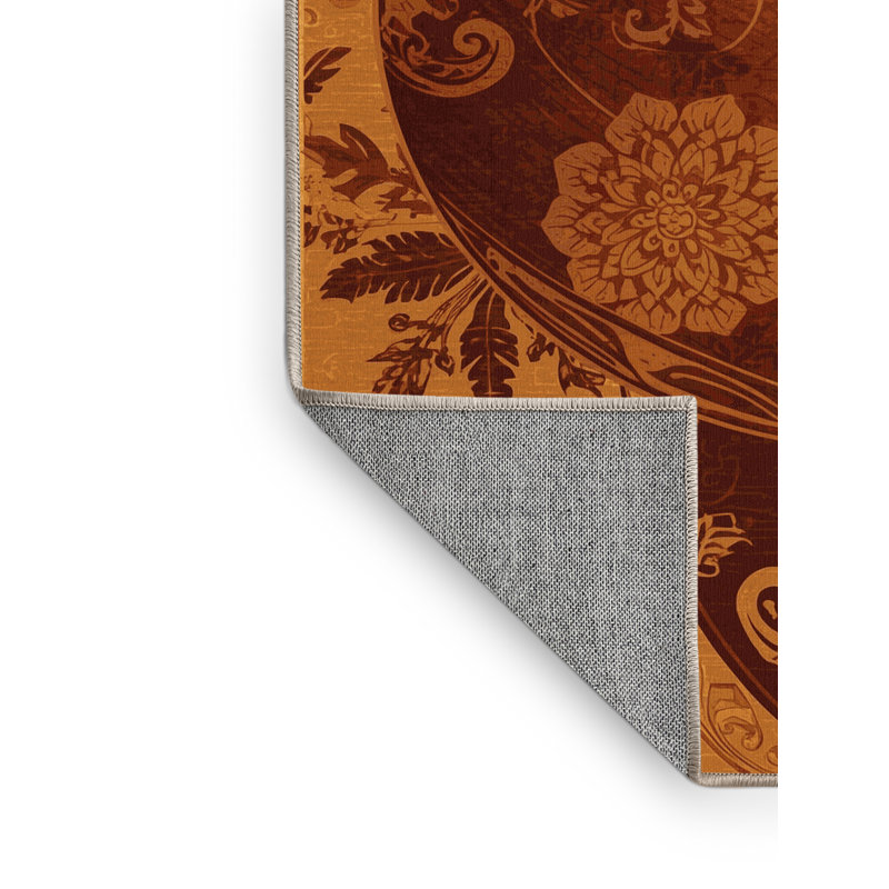 Tapis oriental classique brun pâle et lavable à la machine Elkton Christmas Pudding, 3 X 5