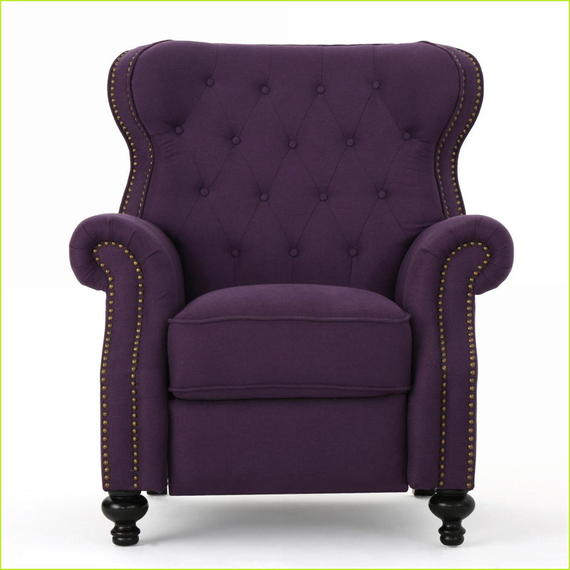 Fauteuils inclinables, fauteuil inclinable avec accoudoirs roulés Accents de cuivre | Prune | Tissu, Tissu mauve
