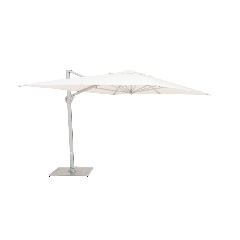 Pavone 10' Square Cantilever Umbrella (Grip Handle), Double Stack Plate - Medium, Natural, Grey