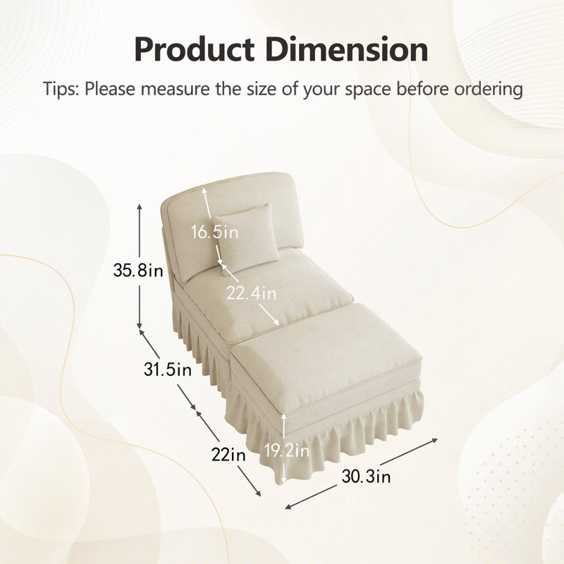 Canapé sans accoudoirs 1 place avec repose-pieds en chenille Windsor - vert, Chenille beige