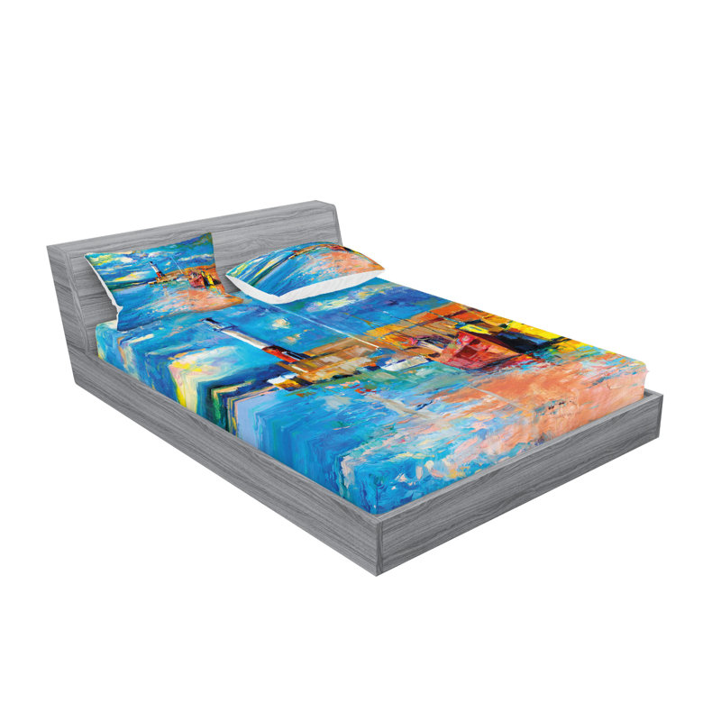 Ambesonne Art Fitted Sheet & Pillow Sham Multicolor, King Sheet Set + 5 Additional Pieces
