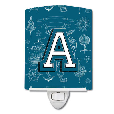 Sea Doodles Initial Alphabet Ceramic Night Light