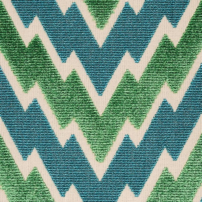 Florentine Chevron Velvet Fabric, Emerald