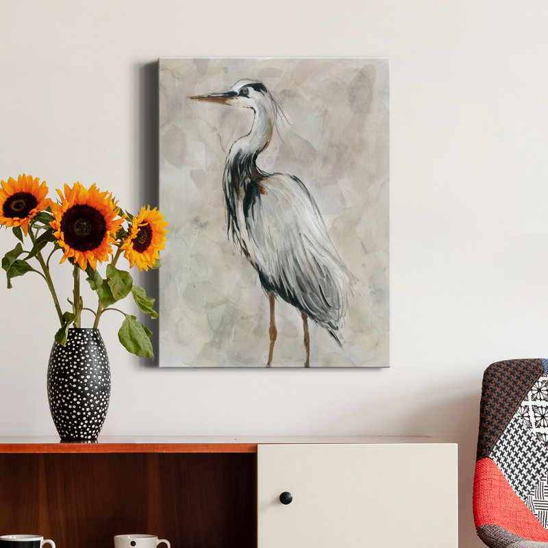 «Crane at Dusk II» par Carol Robinson - reproduction d'art sur toile tendue, H 40 po x l 30 po x P 1 po