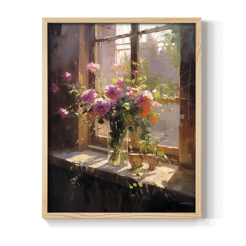 Reproduction encadrée FLORAL Series DCCLxxvii - bois massif, Naturel, H 11 po x l 9 po