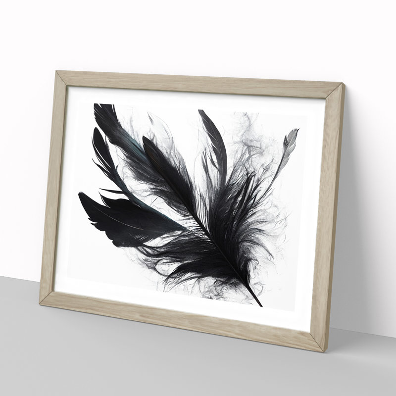 Sumptuous Bird Feathers - Single Picture Frame Print, 46cm H x 64cm W x 2cm D, Oak Framed
