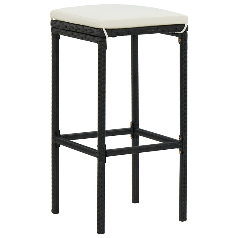 Dallys Bar Set with Stools, Black, White