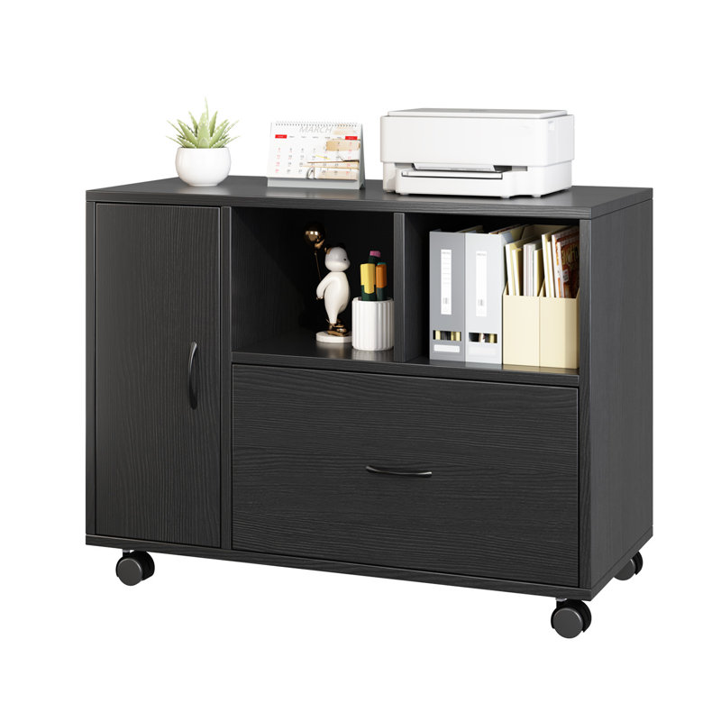 36.2''Wide  1-Drawer Rolling File Cabinet With Shelves, White
