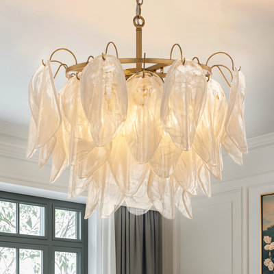 3-tier Luxury Round  Modern Glass Gold Tiered Chandelier